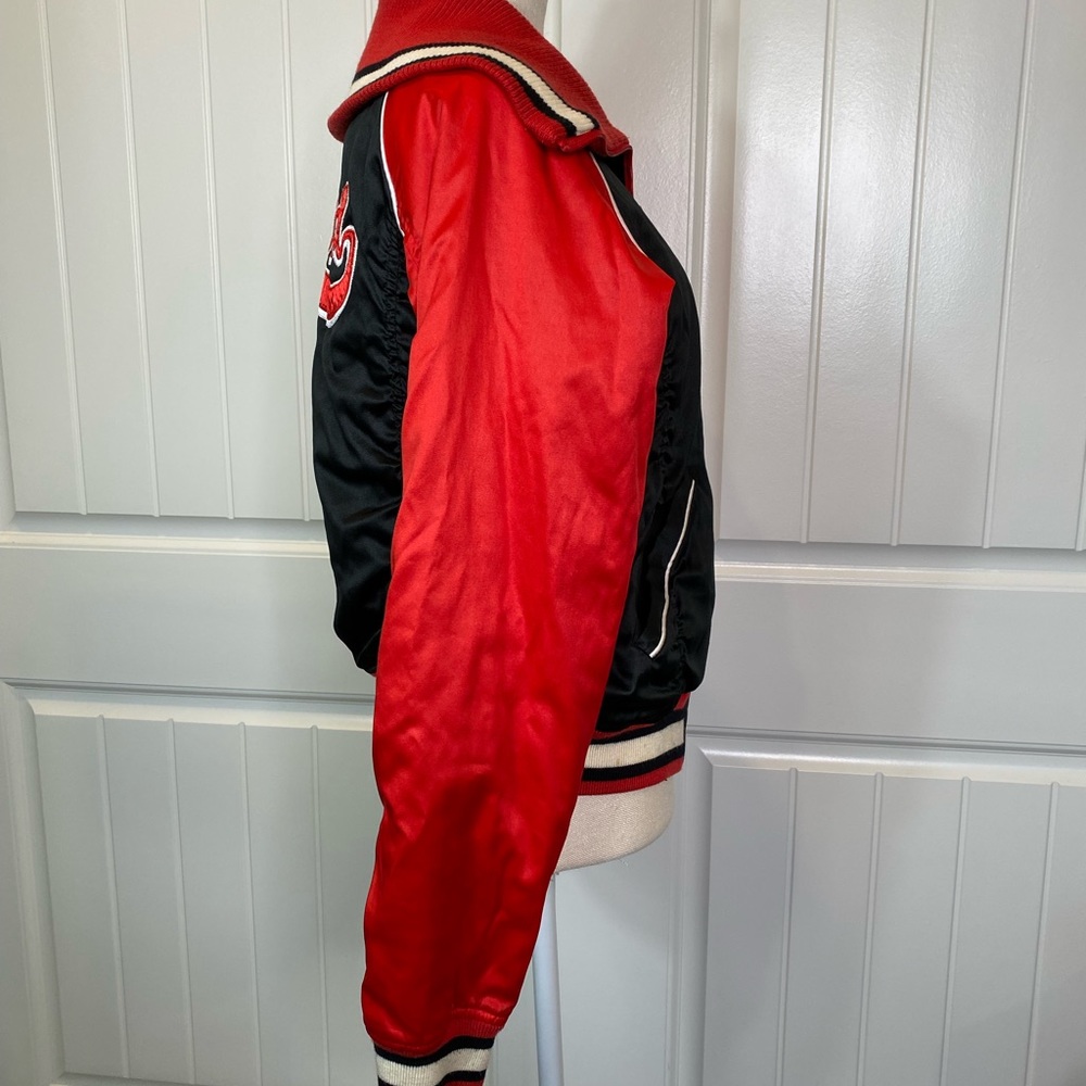 EckoRed Embroidered Satin Knitted Zip Up Bomber Jacket - Picture 5 of 15